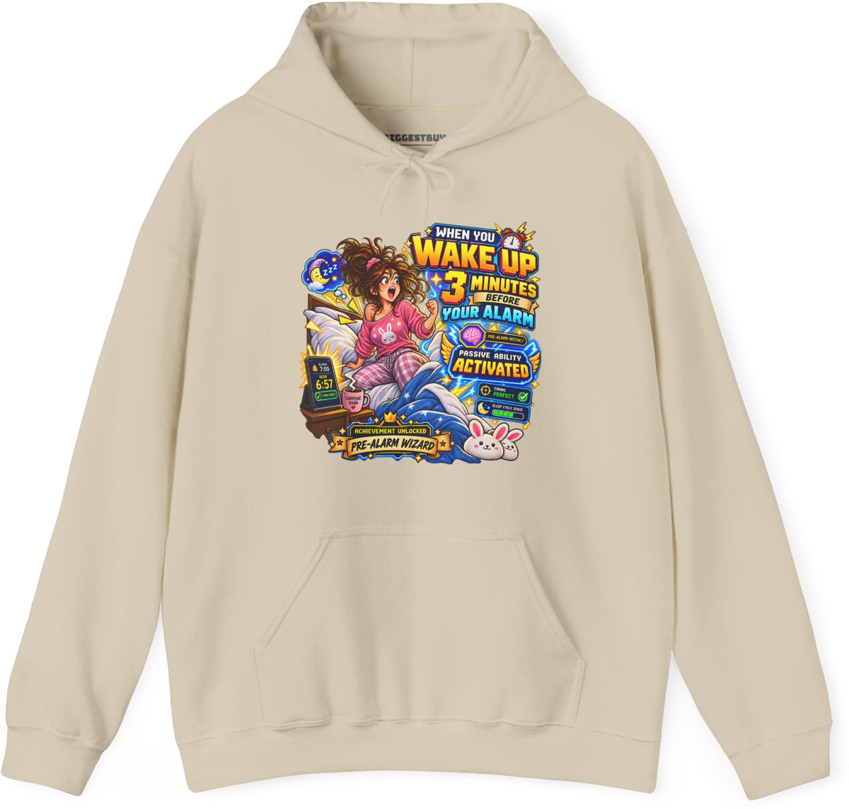Alarm Nightmare - Pullover Hoodie in Sand, front view