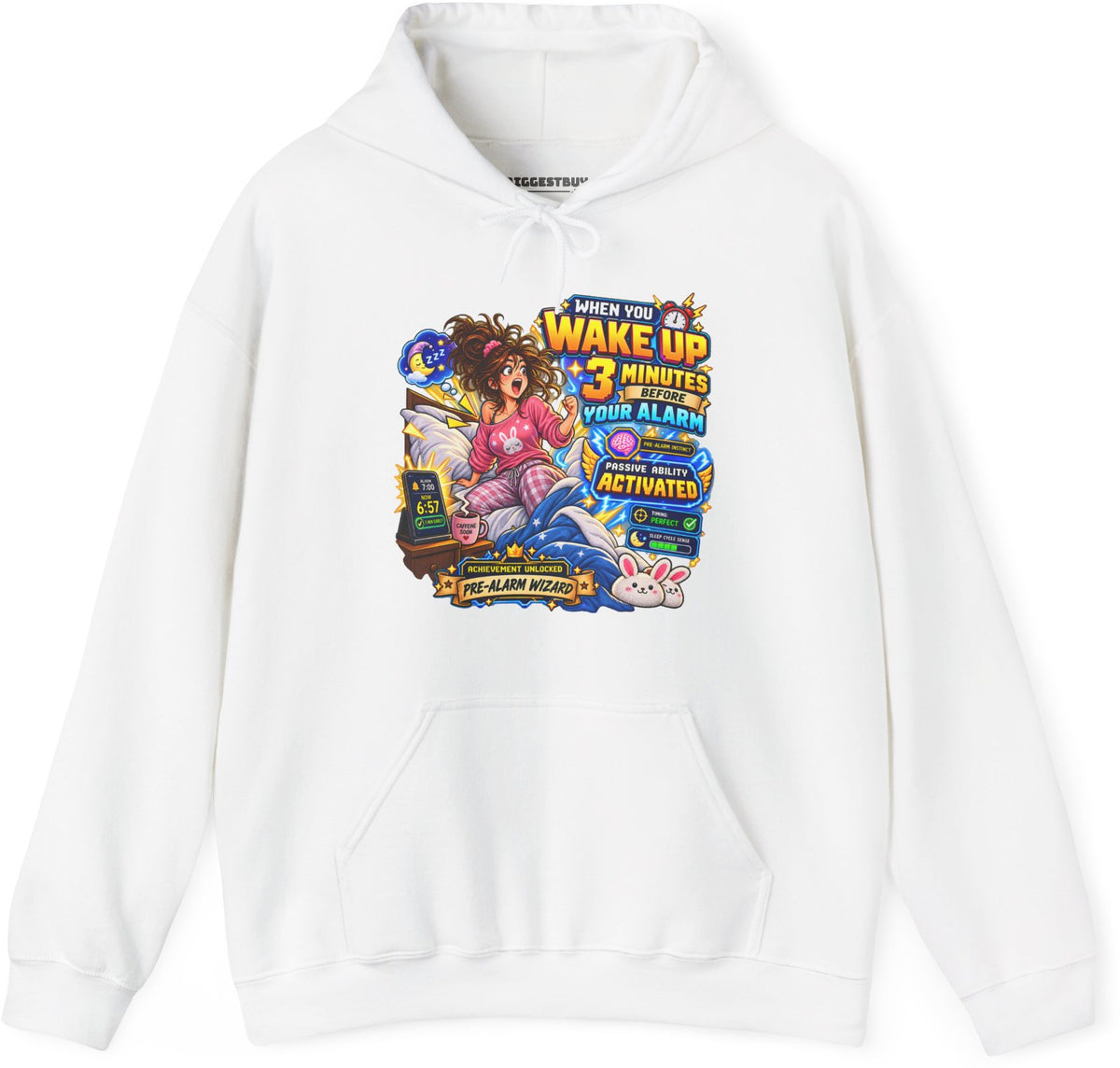 Alarm Nightmare - Pullover Hoodie in White, front view