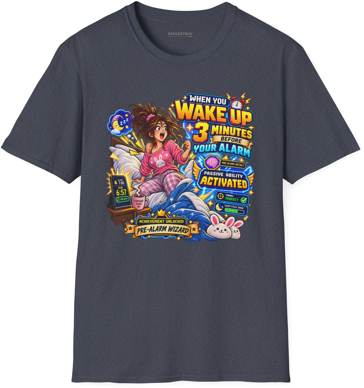Alarm Nightmare - Softstyle T-Shirt in Heather Navy, front view