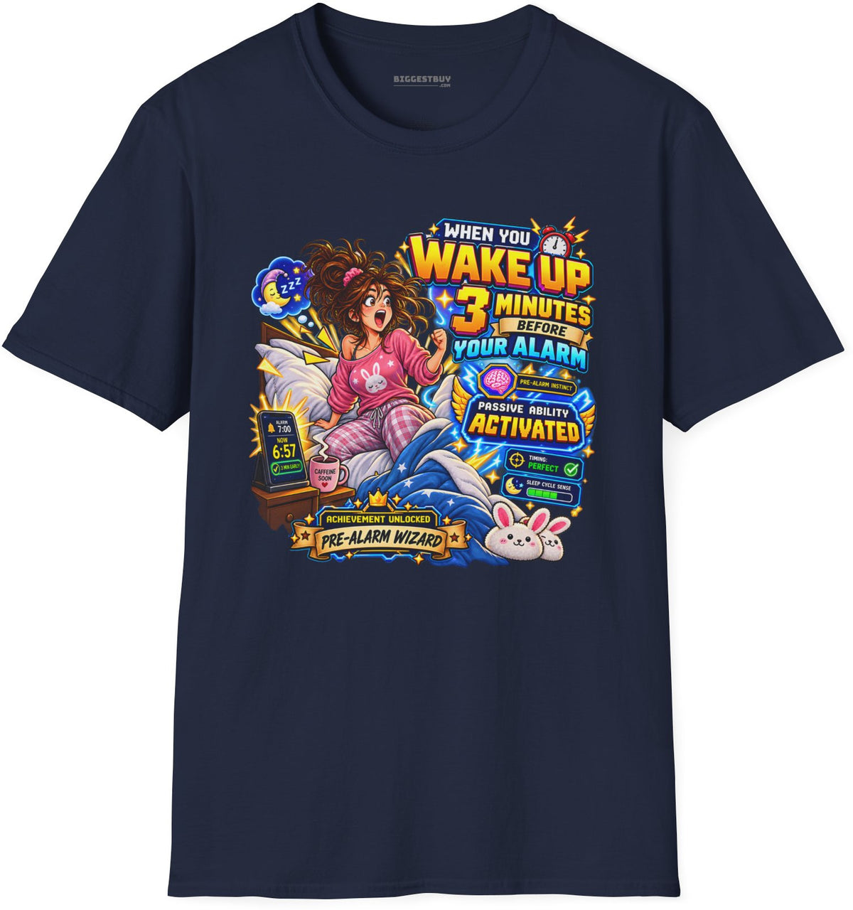 Alarm Nightmare - Softstyle T-Shirt in Navy, front view
