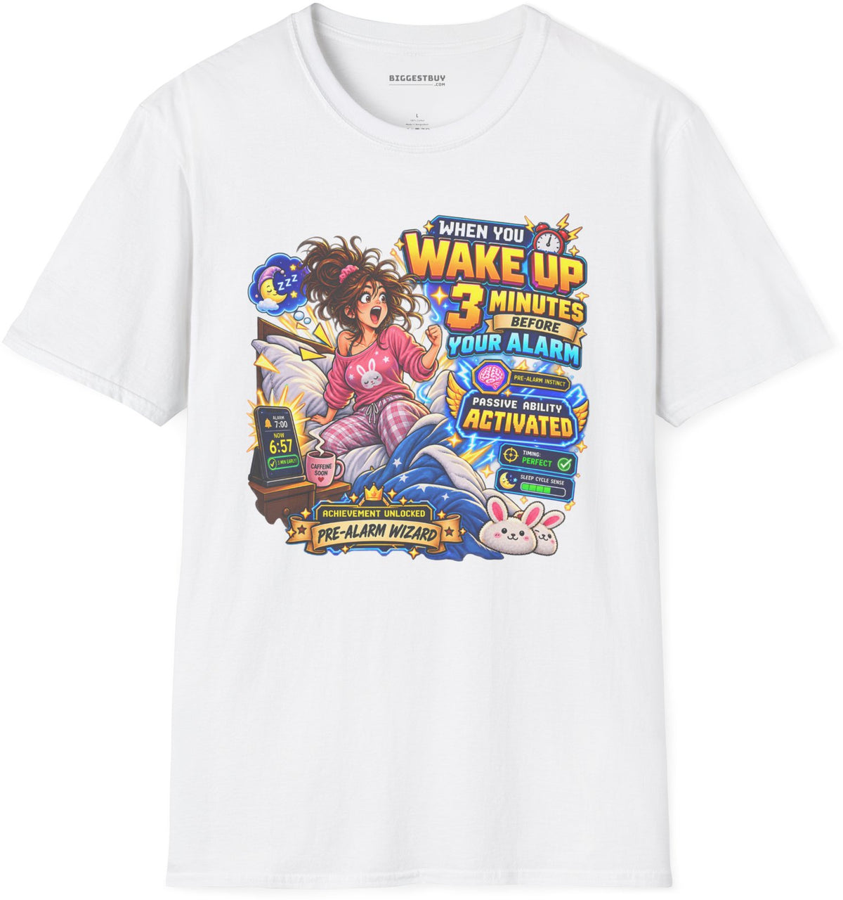 Alarm Nightmare - Softstyle T-Shirt in White, front view