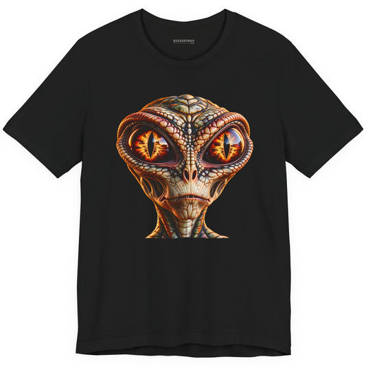 Alien Gaze - Classic Jersey Tee in Black, front view