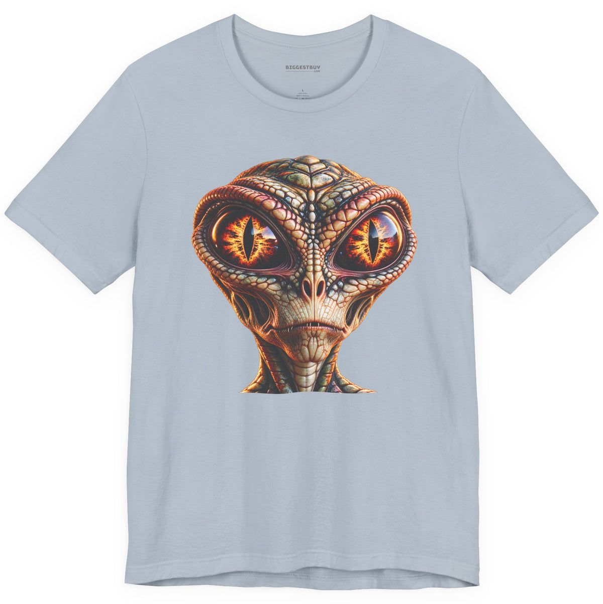 Alien Gaze - Classic Jersey Tee in Light Blue, front view