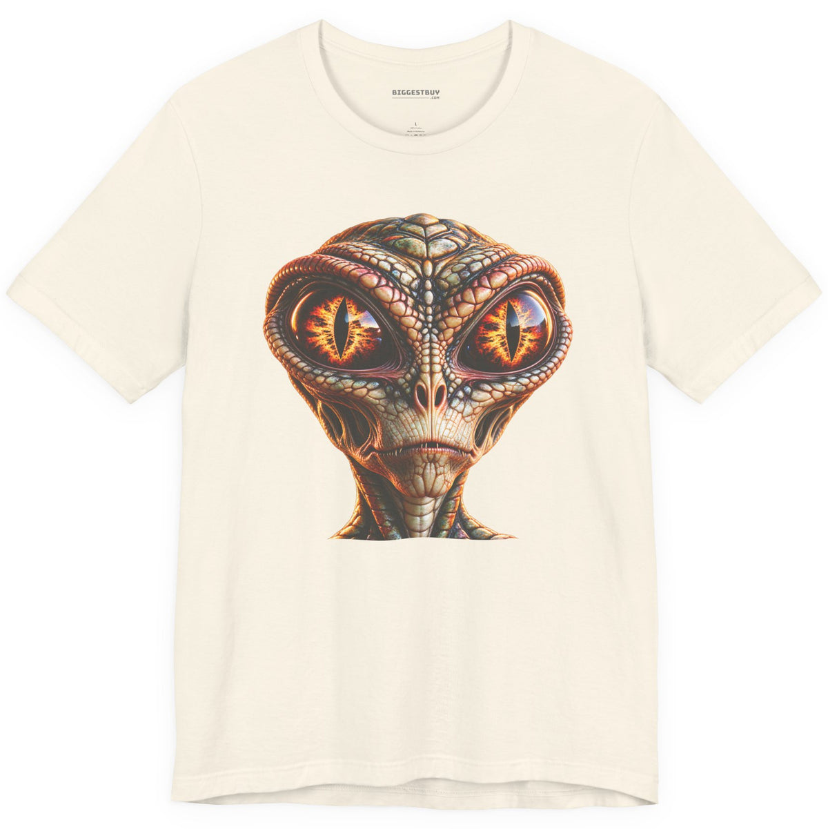 Alien Gaze - Classic Jersey Tee in Natural, front view