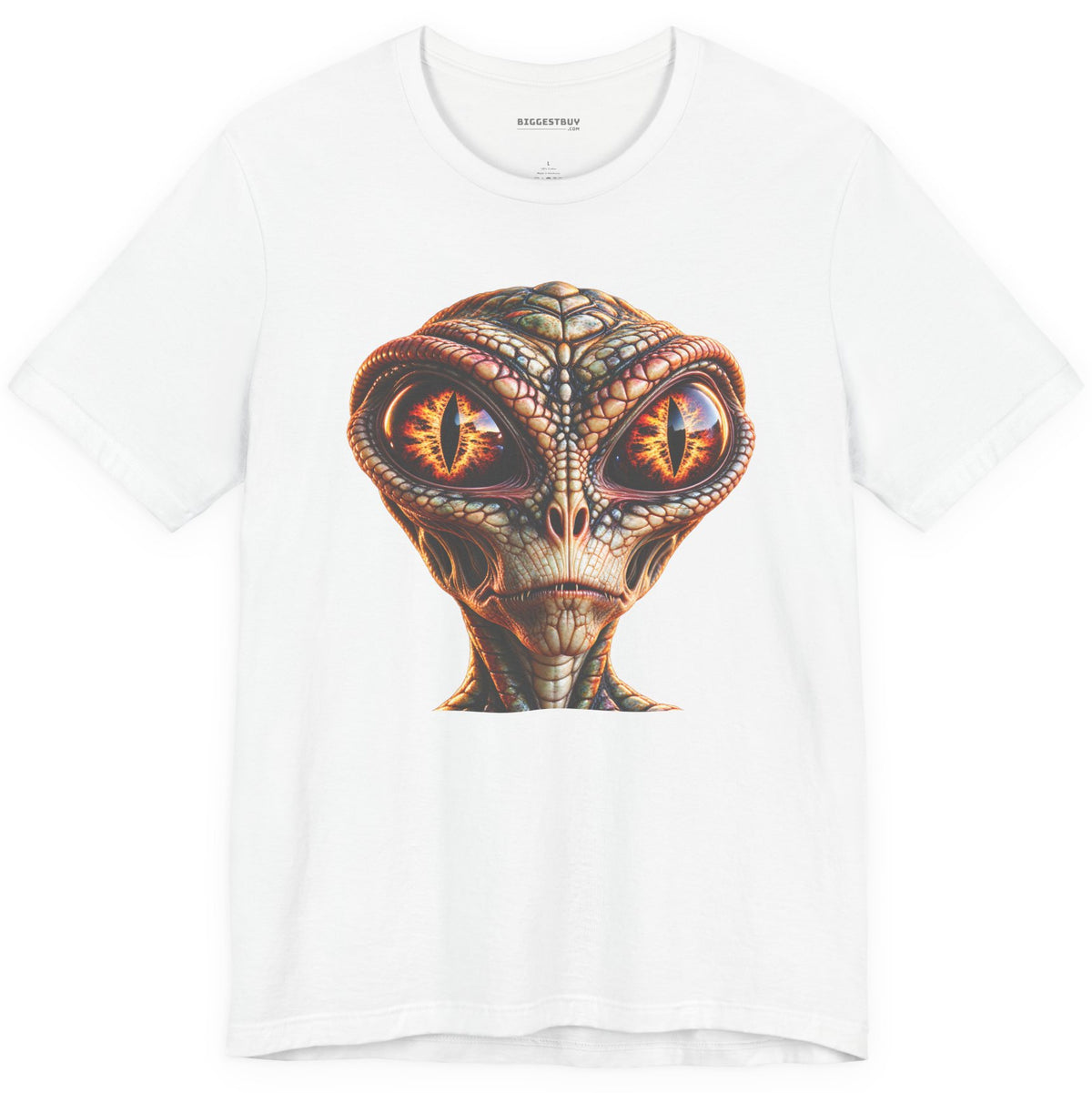 Alien Gaze - Classic Jersey Tee in White, front view