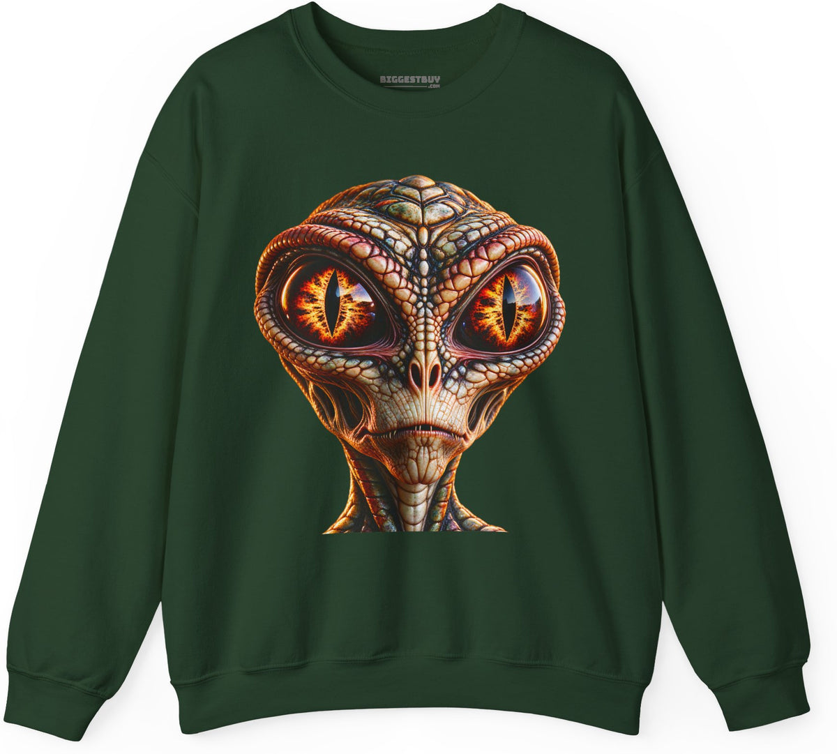 Alien Gaze - Crewneck Sweatshirt in Forest Green, front view