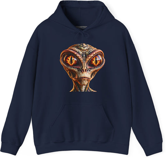 Alien Gaze - Pullover Hoodie in Navy, front view