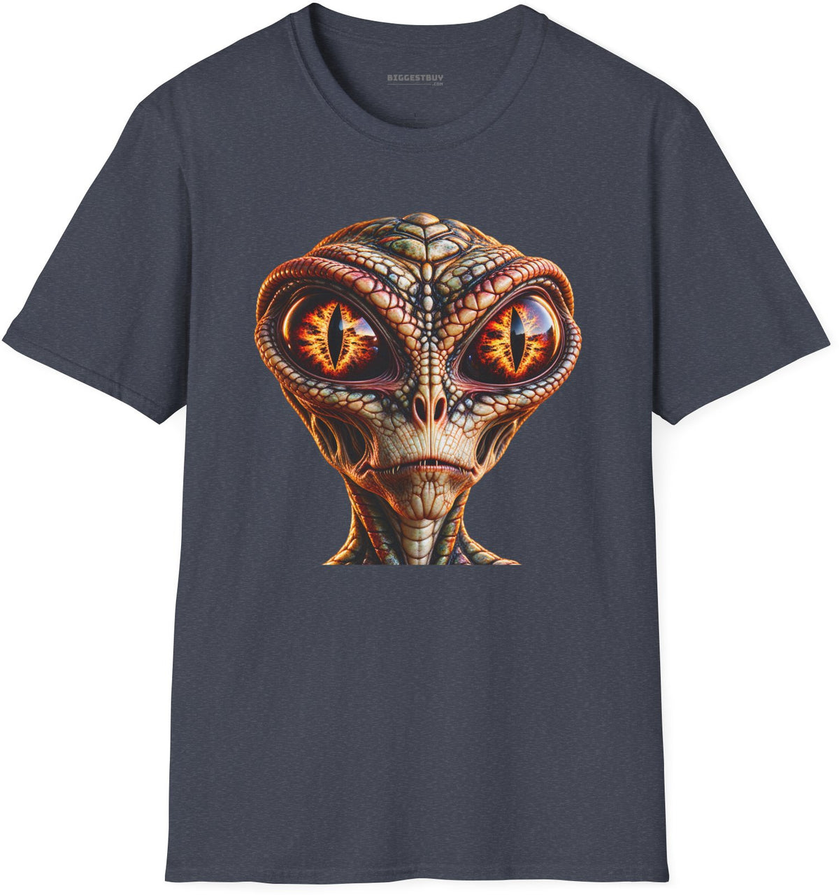 Alien Gaze - Softstyle T-Shirt in Heather Navy, front view