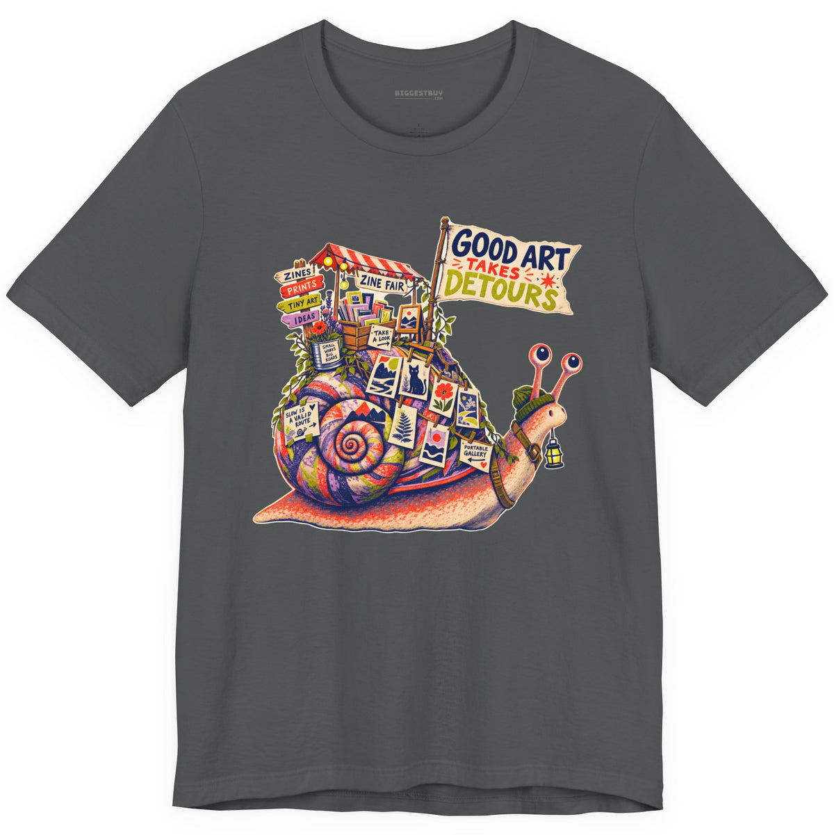 Art Detour - Classic Jersey Tee in Asphalt, front view