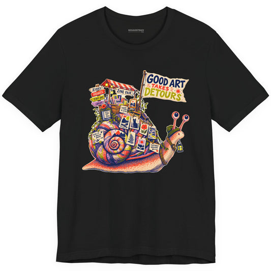 Art Detour - Classic Jersey Tee in Black, front view