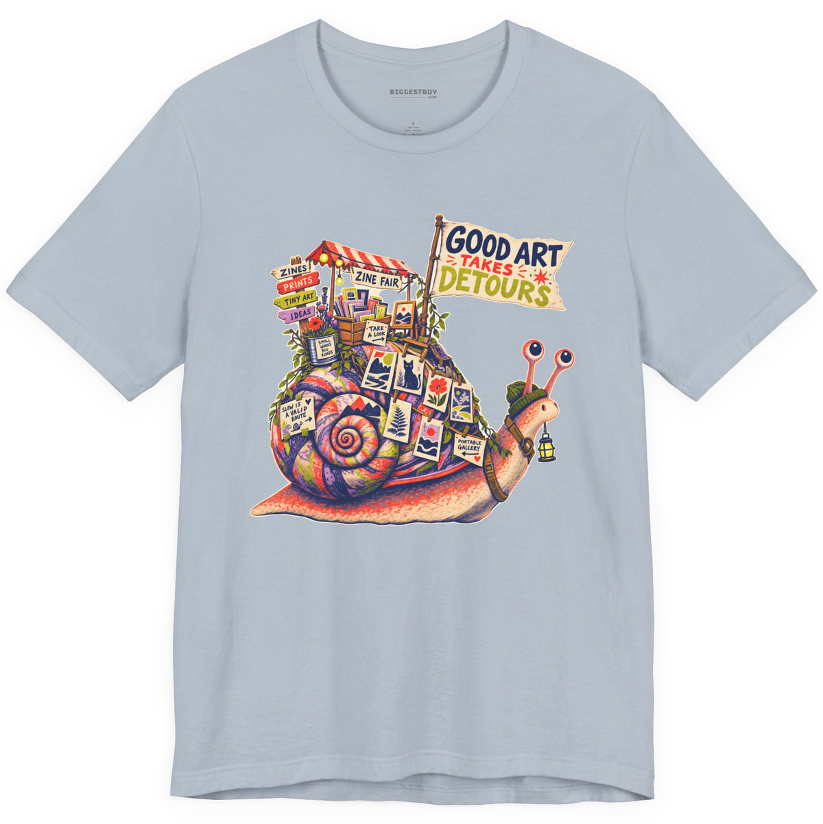 Art Detour - Classic Jersey Tee in Light Blue, front view