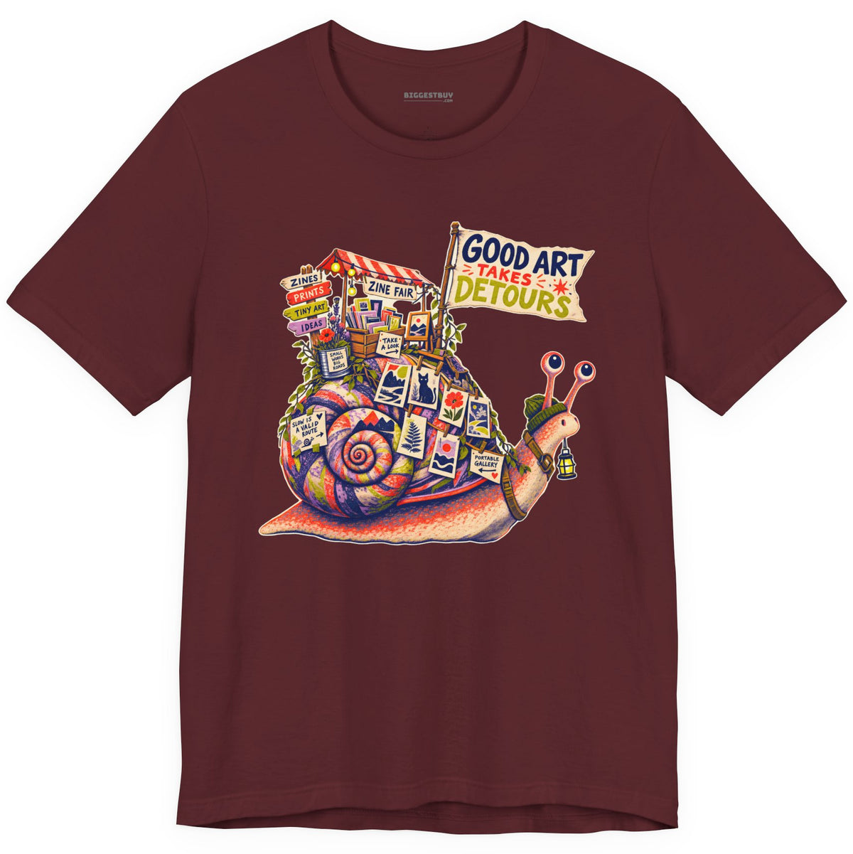 Art Detour - Classic Jersey Tee in Maroon, front view