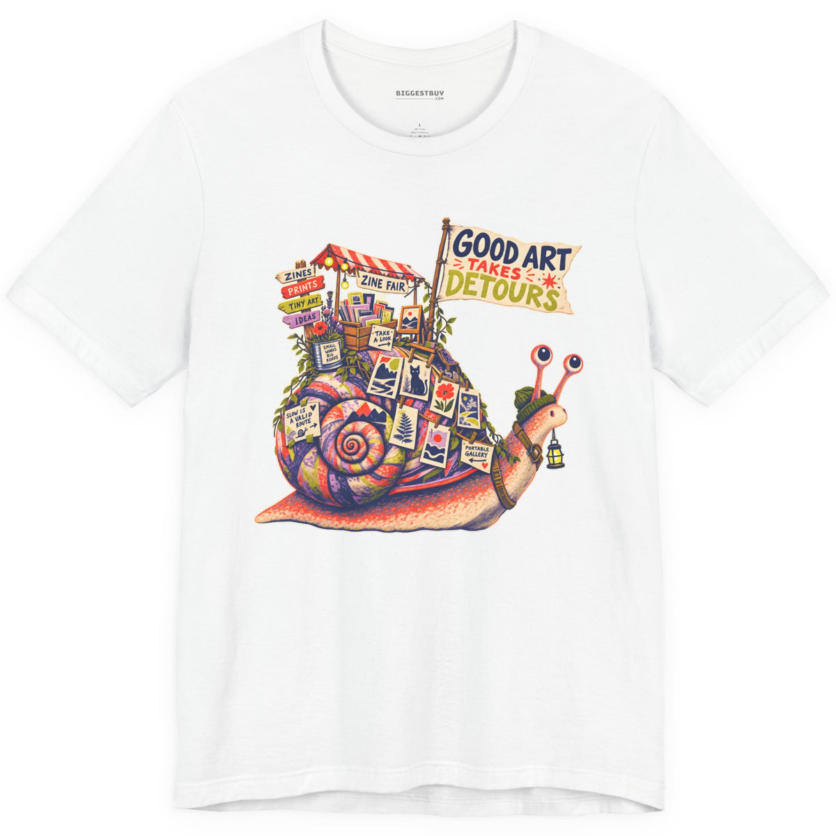 Art Detour - Classic Jersey Tee in White, front view