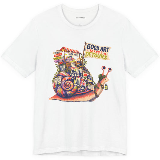 Art Detour - Classic Jersey Tee in White, front view
