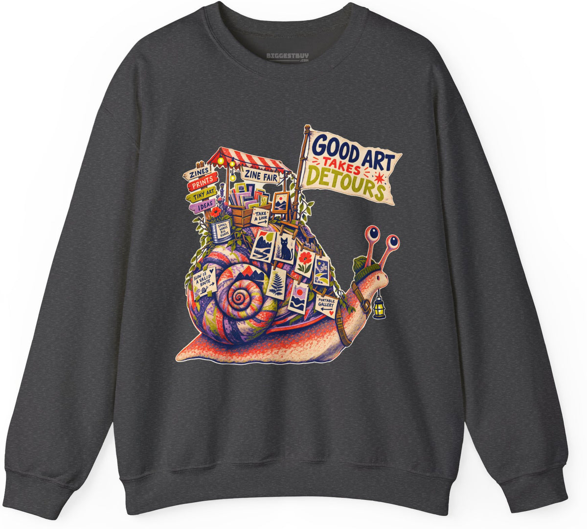 Art Detour - Crewneck Sweatshirt in Dark Heather, front view