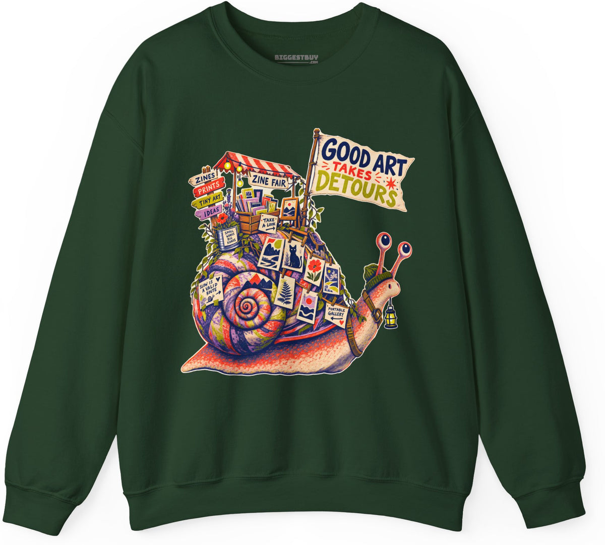 Art Detour - Crewneck Sweatshirt in Forest Green, front view
