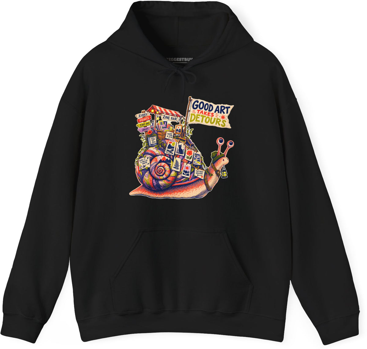 Art Detour - Pullover Hoodie in Black, front view
