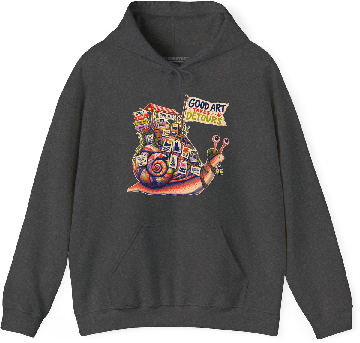 Art Detour - Pullover Hoodie in Dark Heather, front view