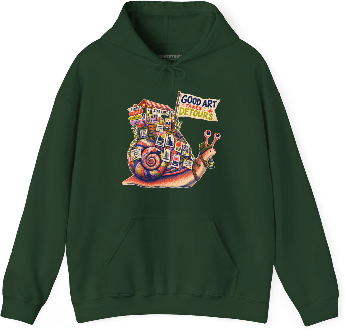 Art Detour - Pullover Hoodie in Forest Green, front view