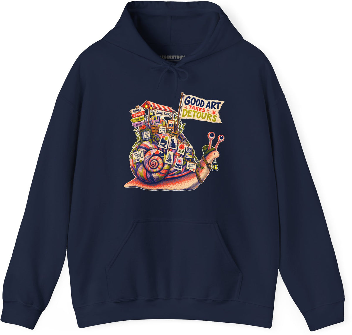 Art Detour - Pullover Hoodie in Navy, front view