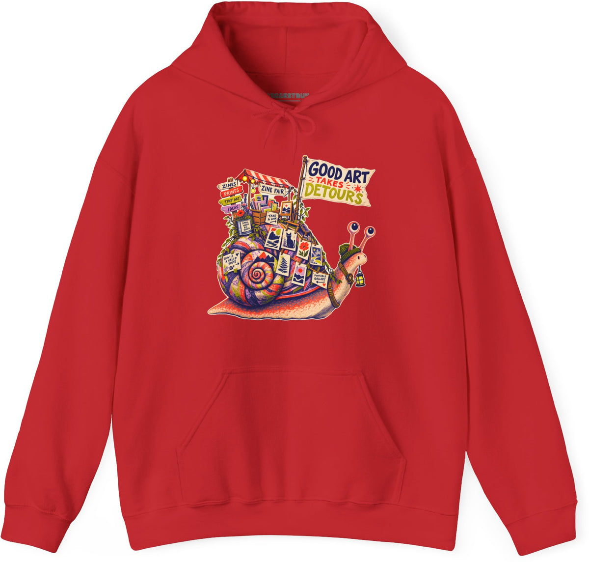 Art Detour - Pullover Hoodie in Red, front view