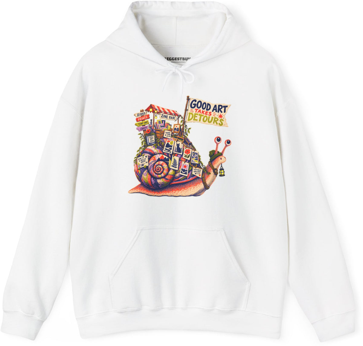 Art Detour - Pullover Hoodie in White, front view