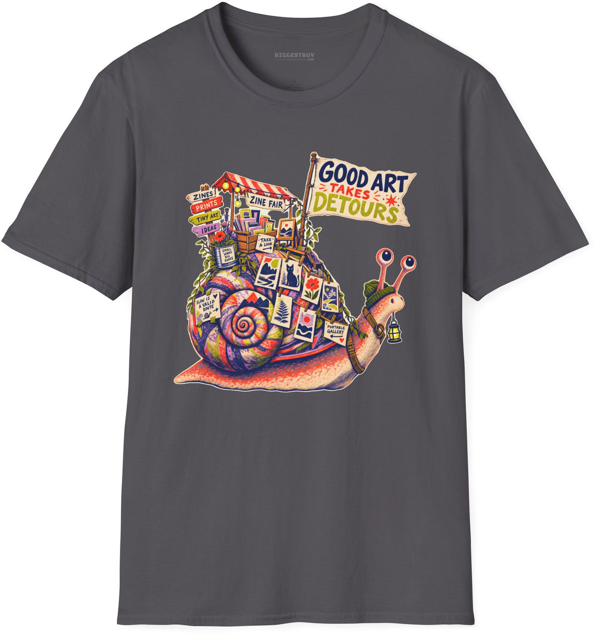 Art Detour - Softstyle T-Shirt in Charcoal, front view