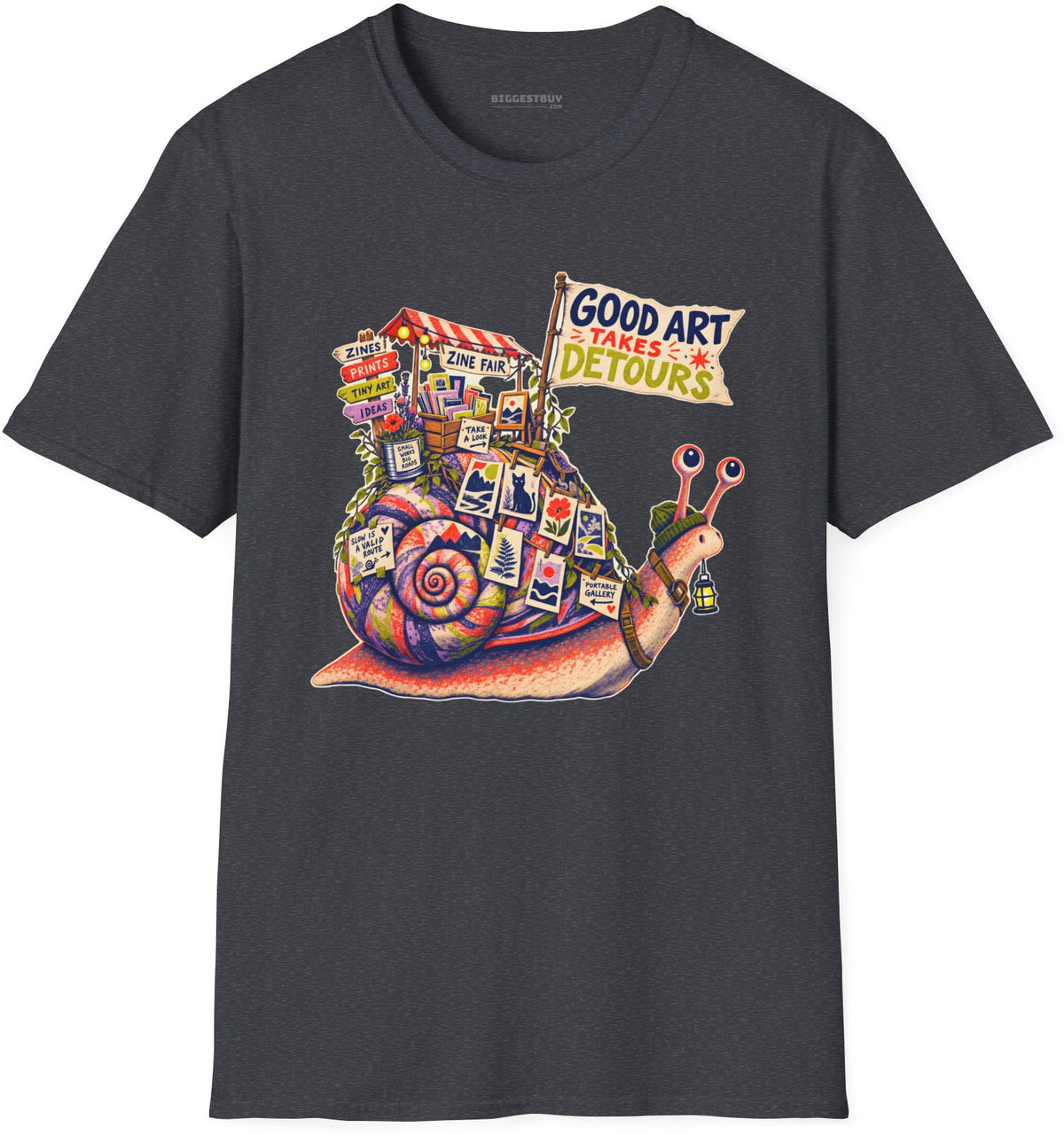 Art Detour - Softstyle T-Shirt in Dark Heather Grey, front view