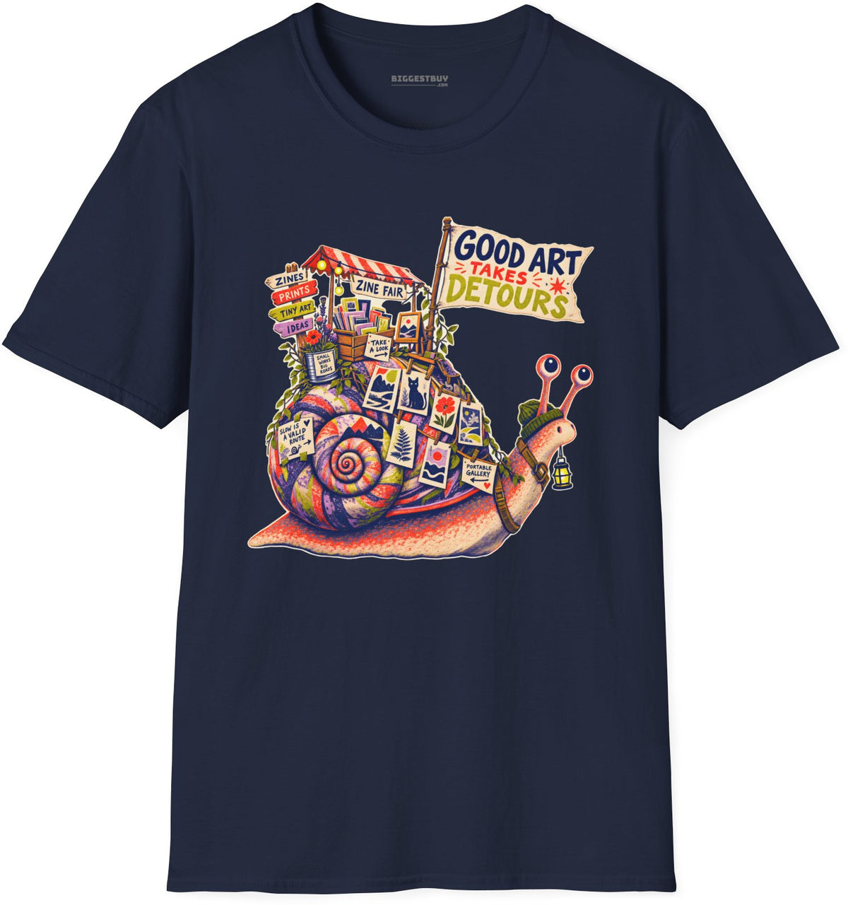 Art Detour - Softstyle T-Shirt in Navy, front view