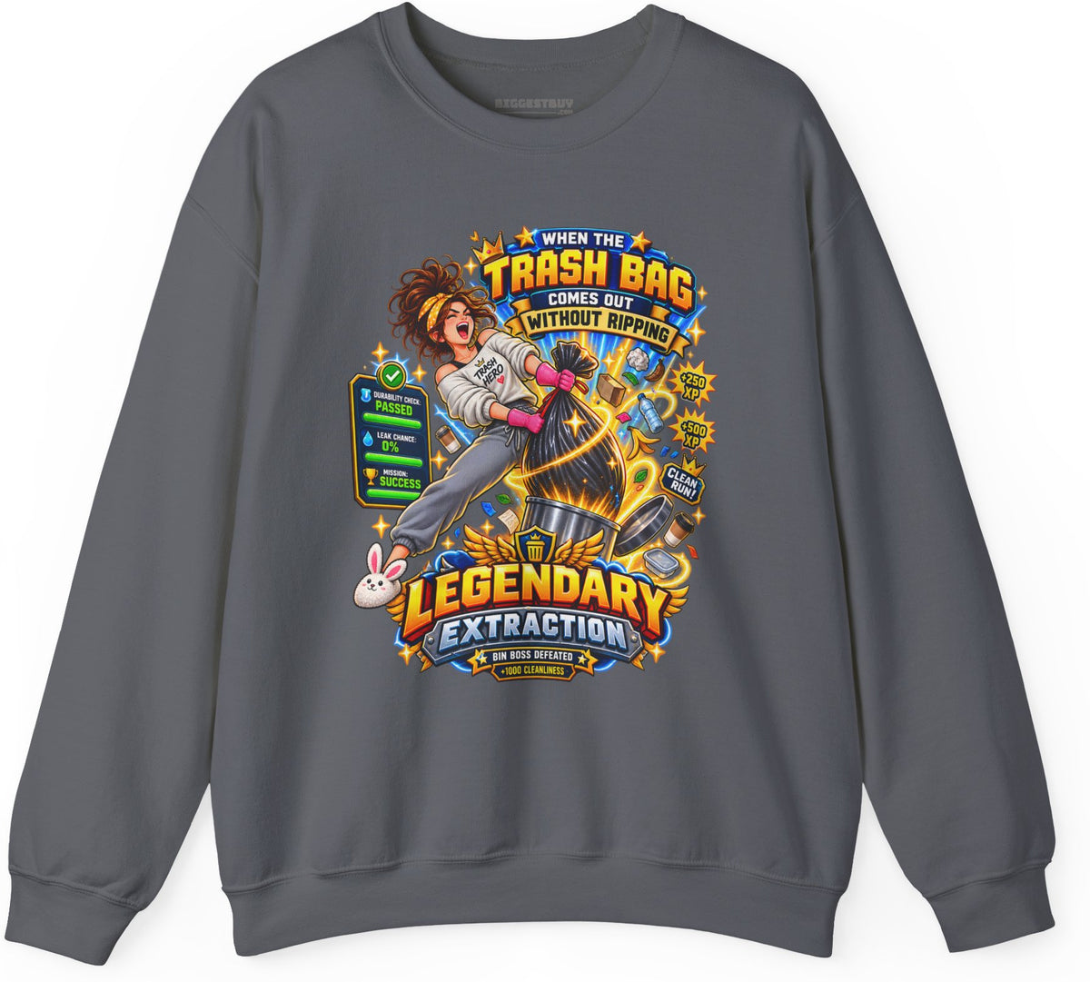 Bag Breaker - Crewneck Sweatshirt in Charcoal, front view