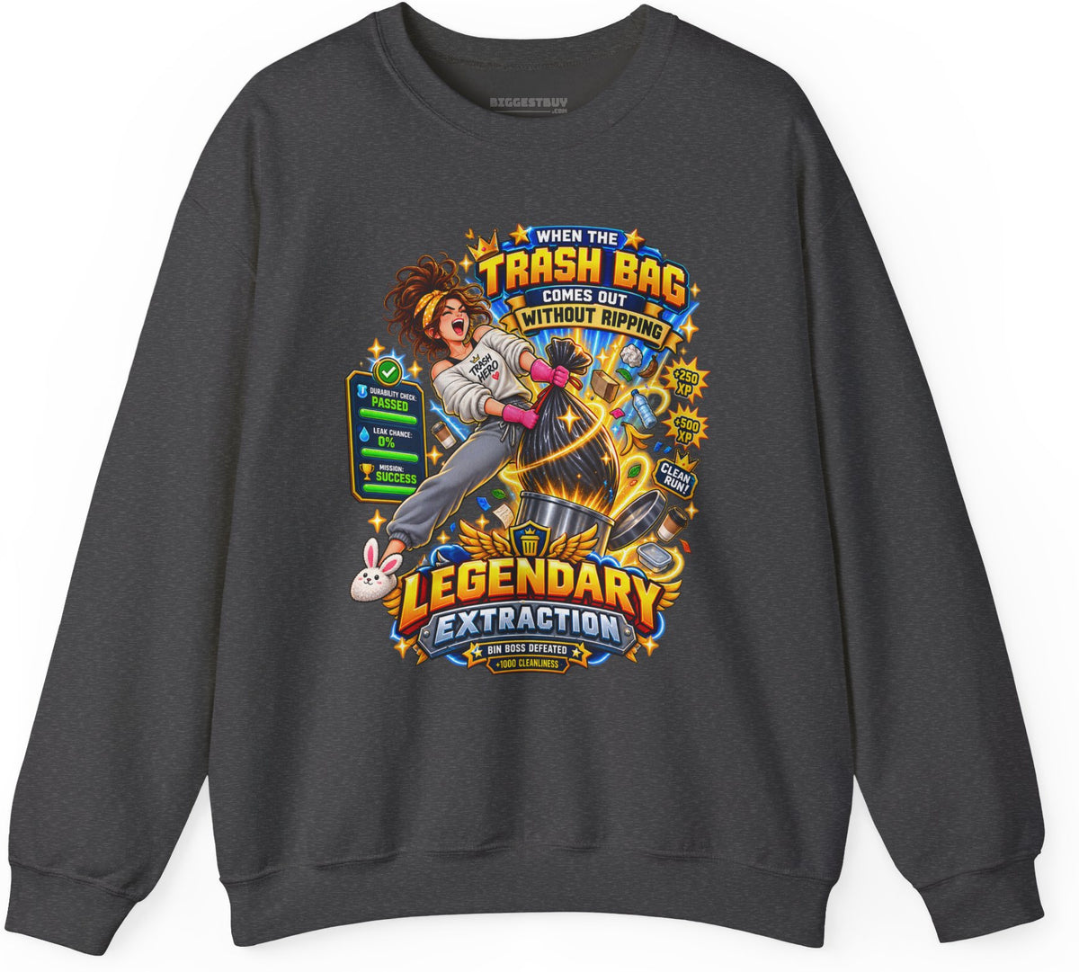 Bag Breaker - Crewneck Sweatshirt in Dark Heather, front view