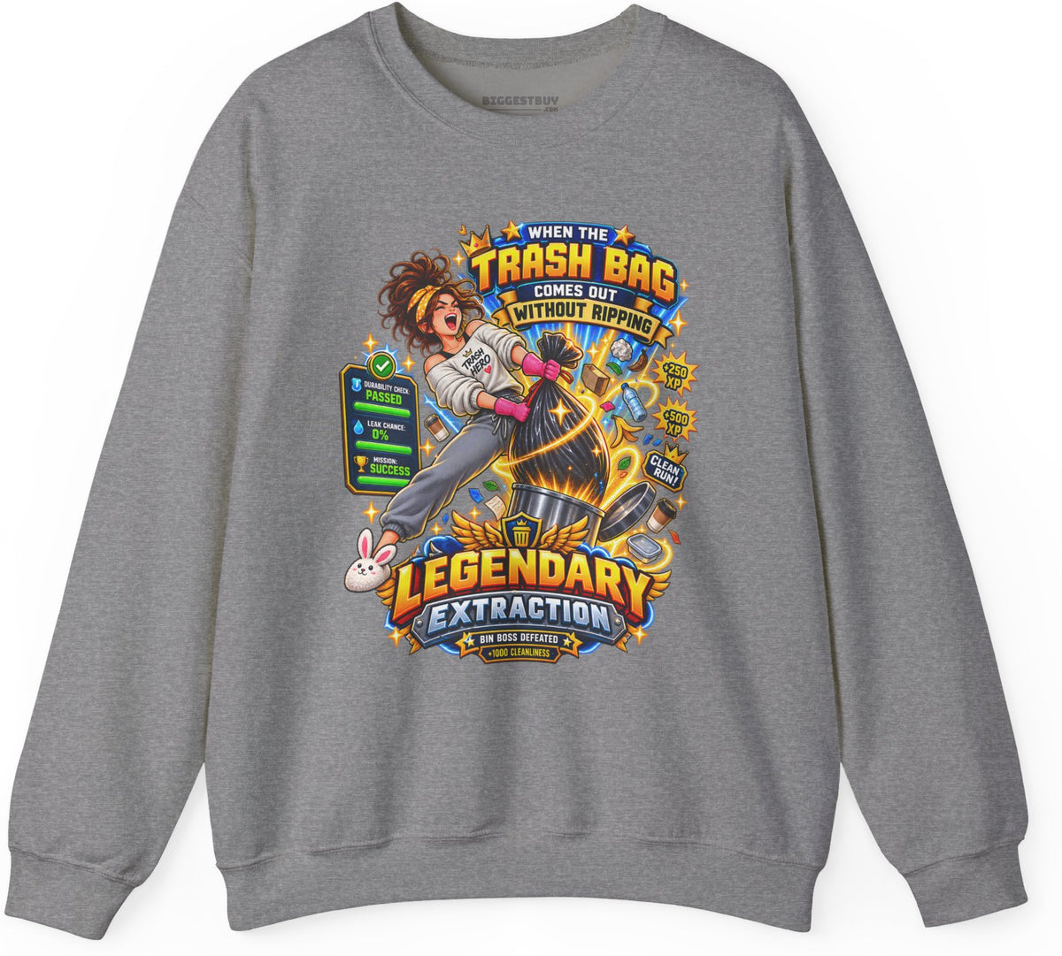 Bag Breaker - Crewneck Sweatshirt in Graphite Heather, front view