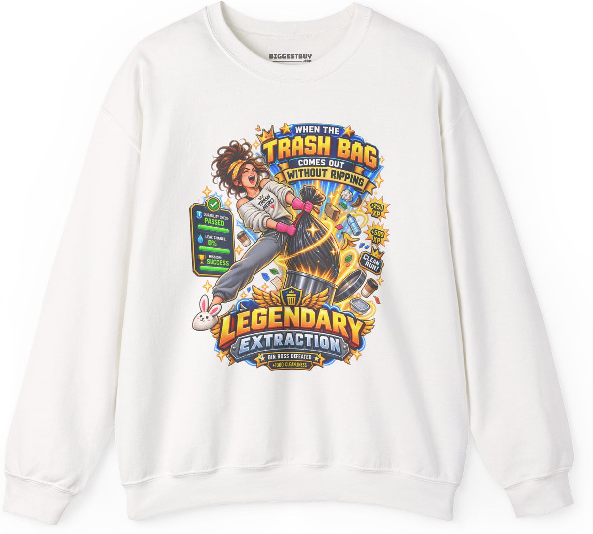 Bag Breaker - Crewneck Sweatshirt in White, front view