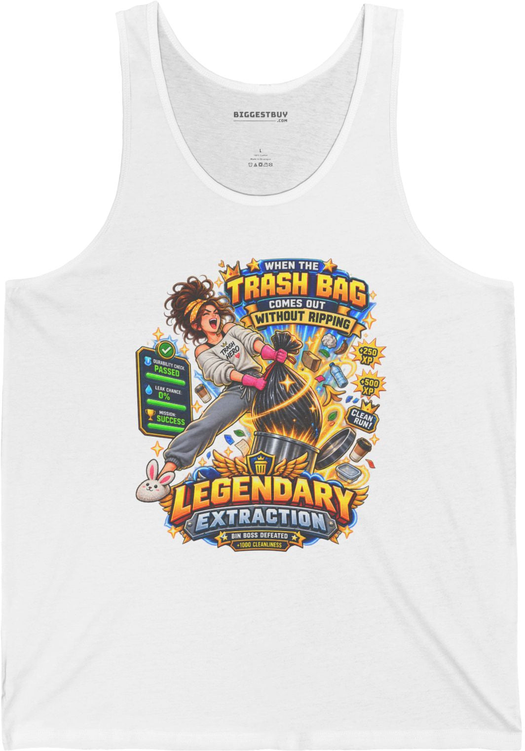 Bag Breaker - Jersey Tank Top in White, front view