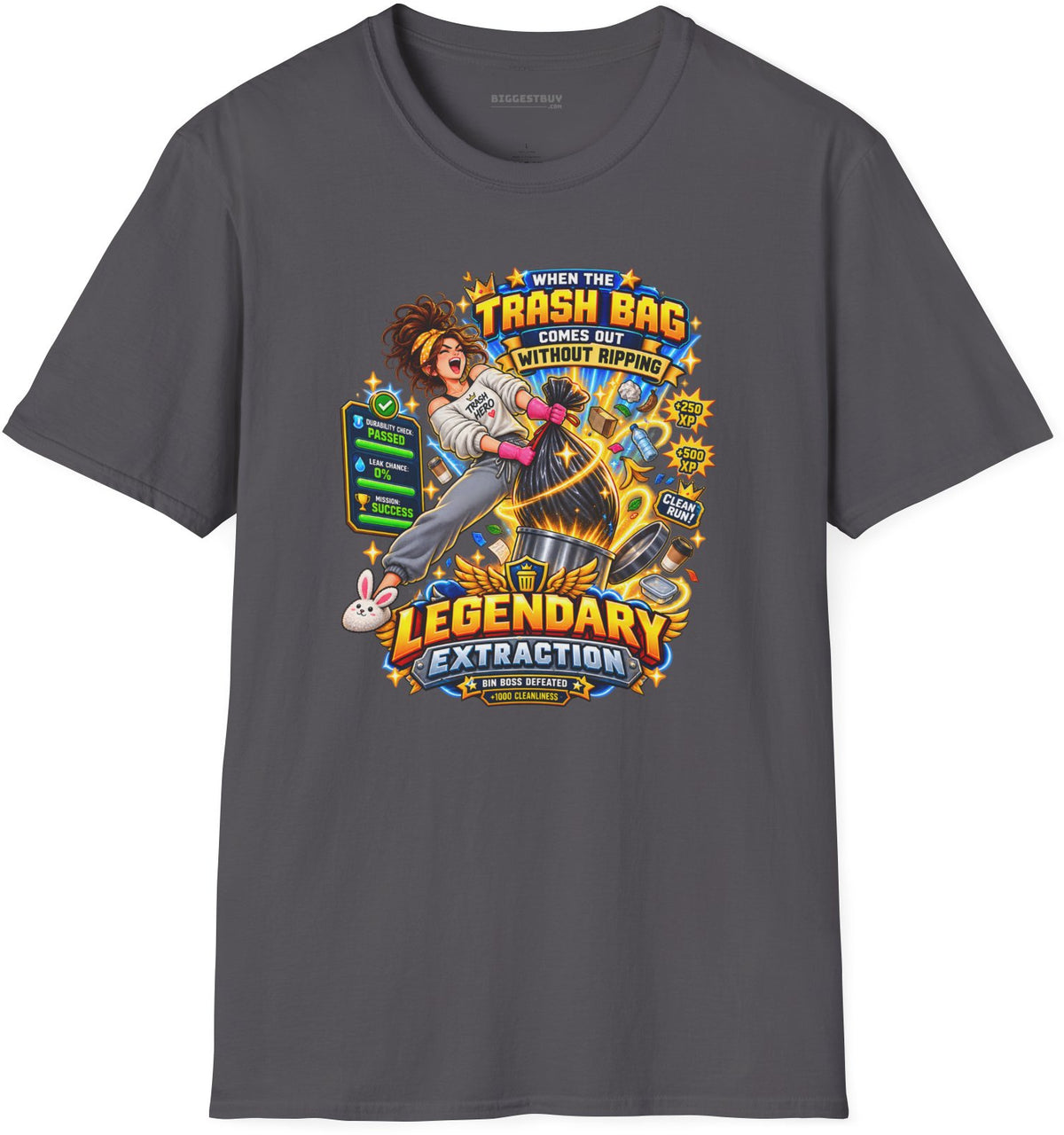Bag Breaker - Softstyle T-Shirt in Charcoal, front view