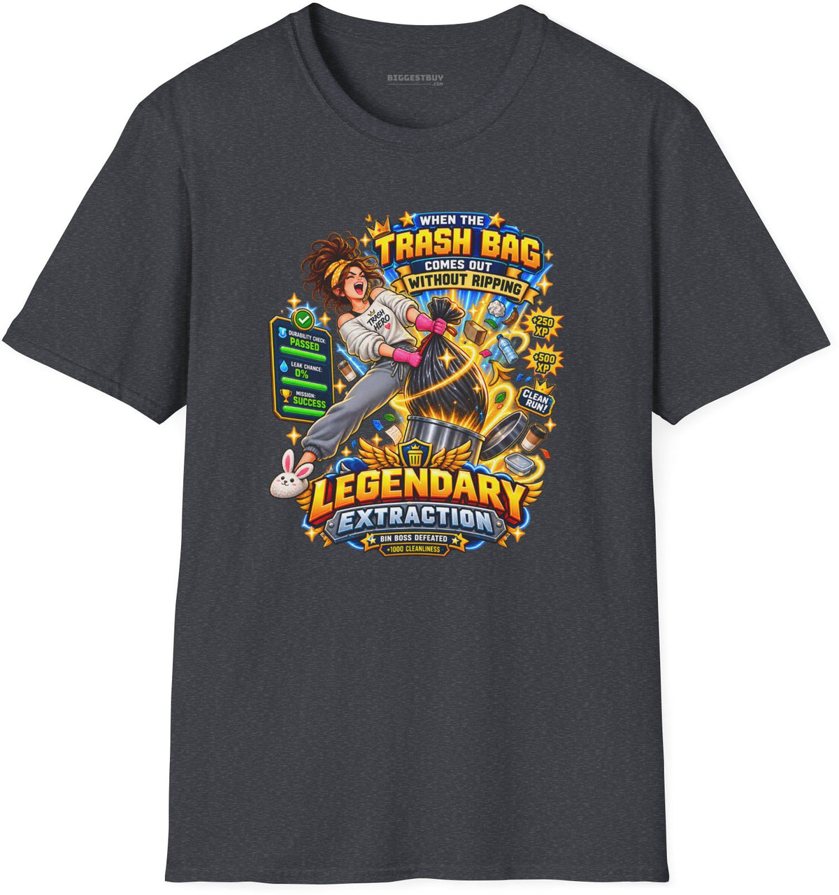 Bag Breaker - Softstyle T-Shirt in Dark Heather Grey, front view