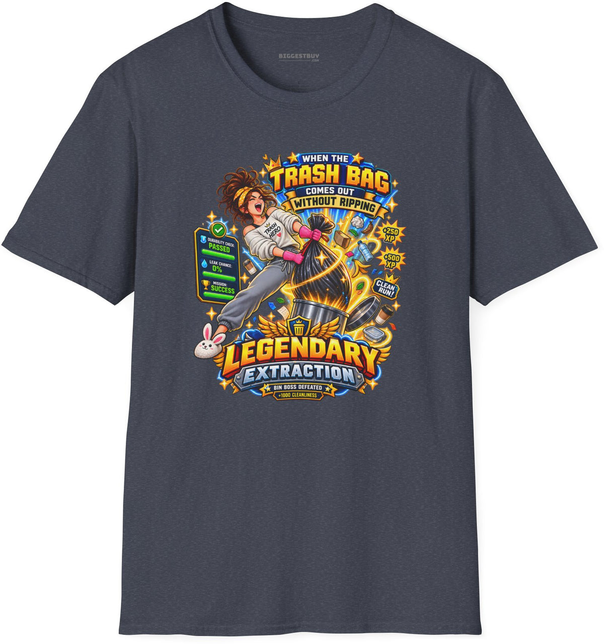 Bag Breaker - Softstyle T-Shirt in Heather Navy, front view