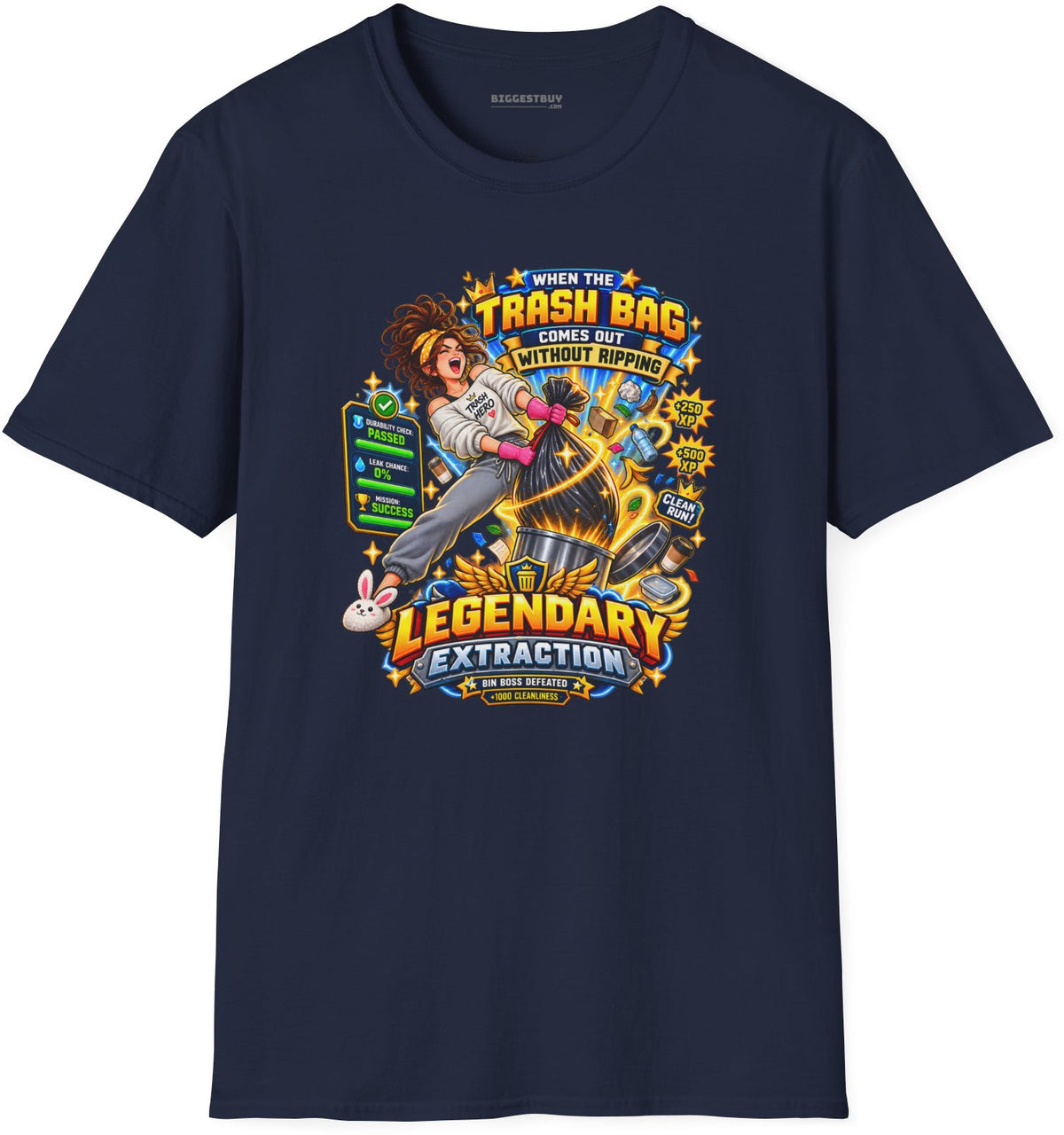 Bag Breaker - Softstyle T-Shirt in Navy, front view
