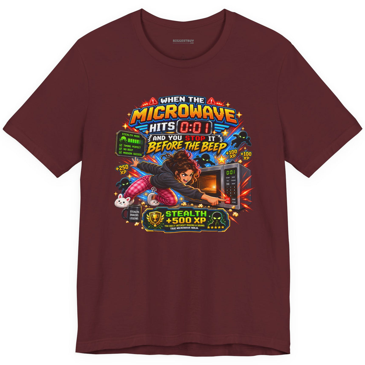 Beep Beatdown - Classic Jersey Tee in Maroon, front view