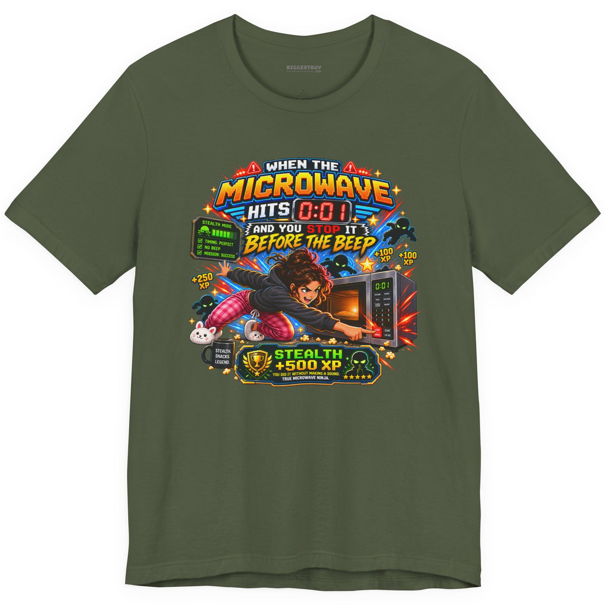 Beep Beatdown - Classic Jersey Tee in Military Green, front view