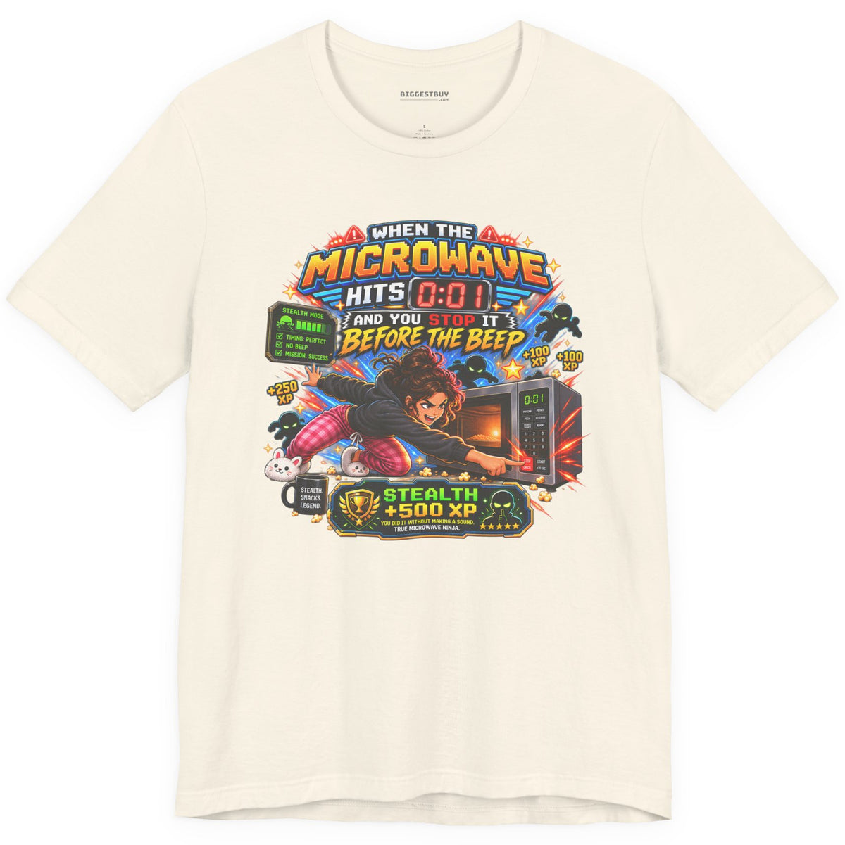 Beep Beatdown - Classic Jersey Tee in Natural, front view