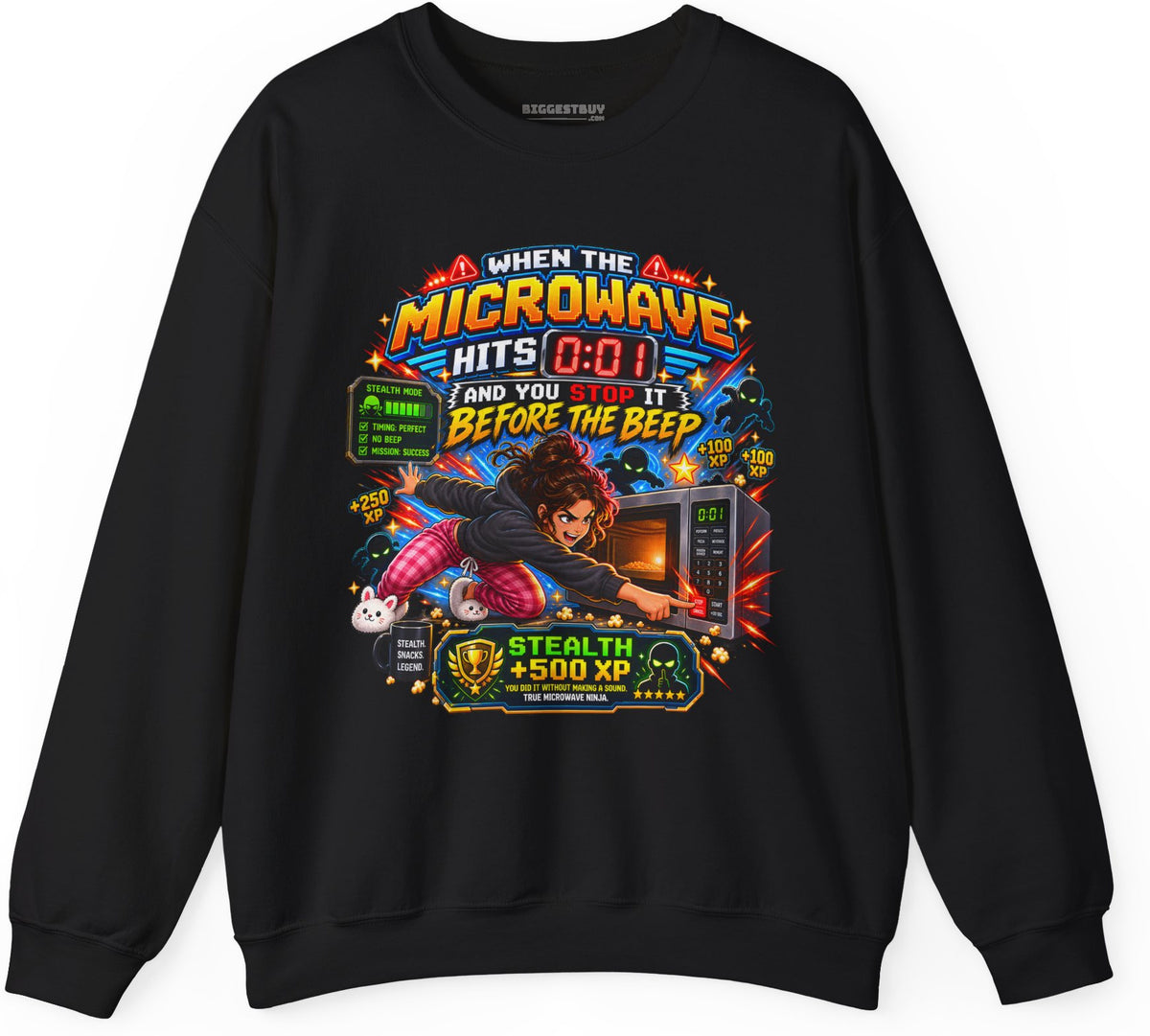 Beep Beatdown - Crewneck Sweatshirt in Black, front view