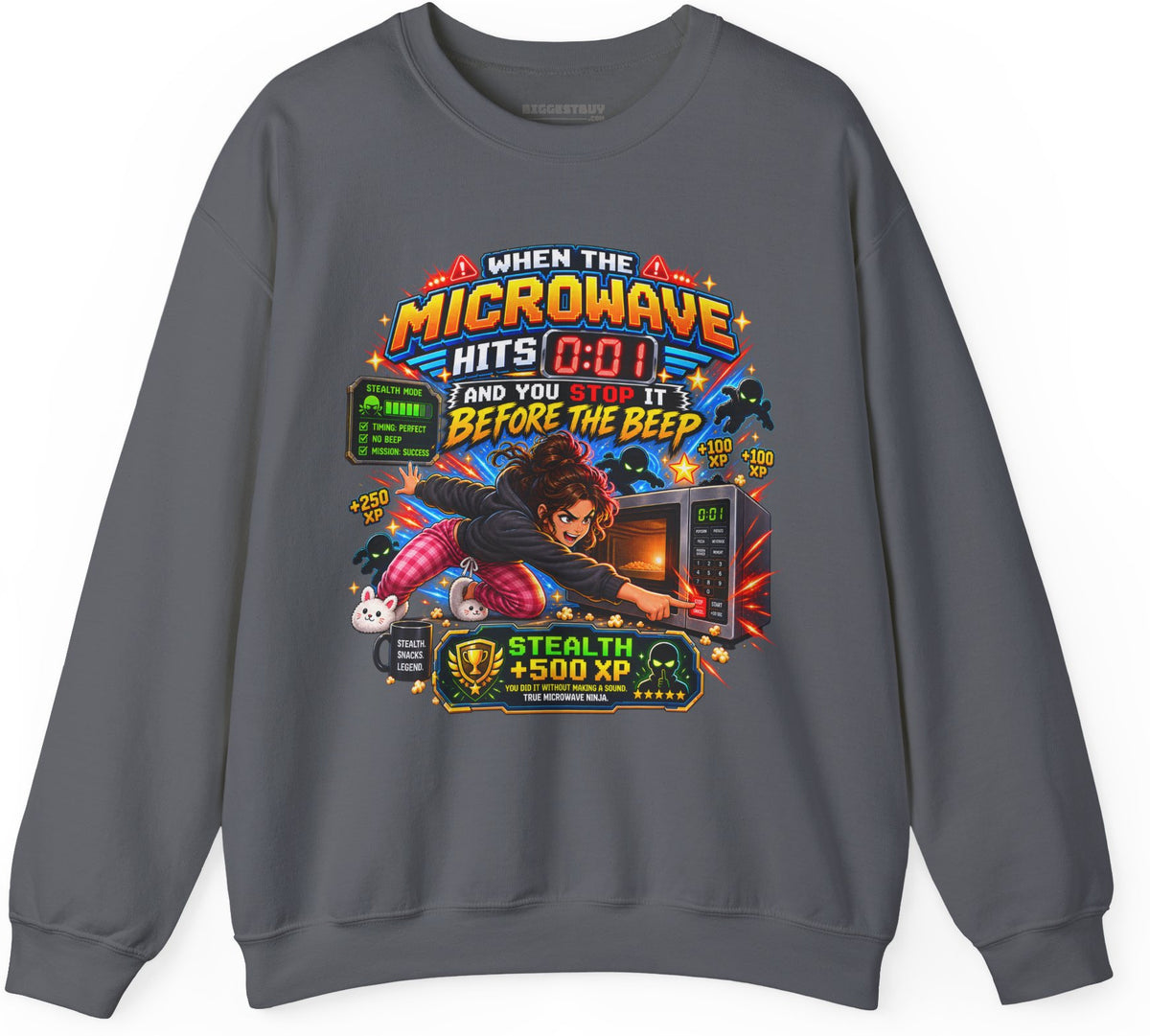 Beep Beatdown - Crewneck Sweatshirt in Charcoal, front view