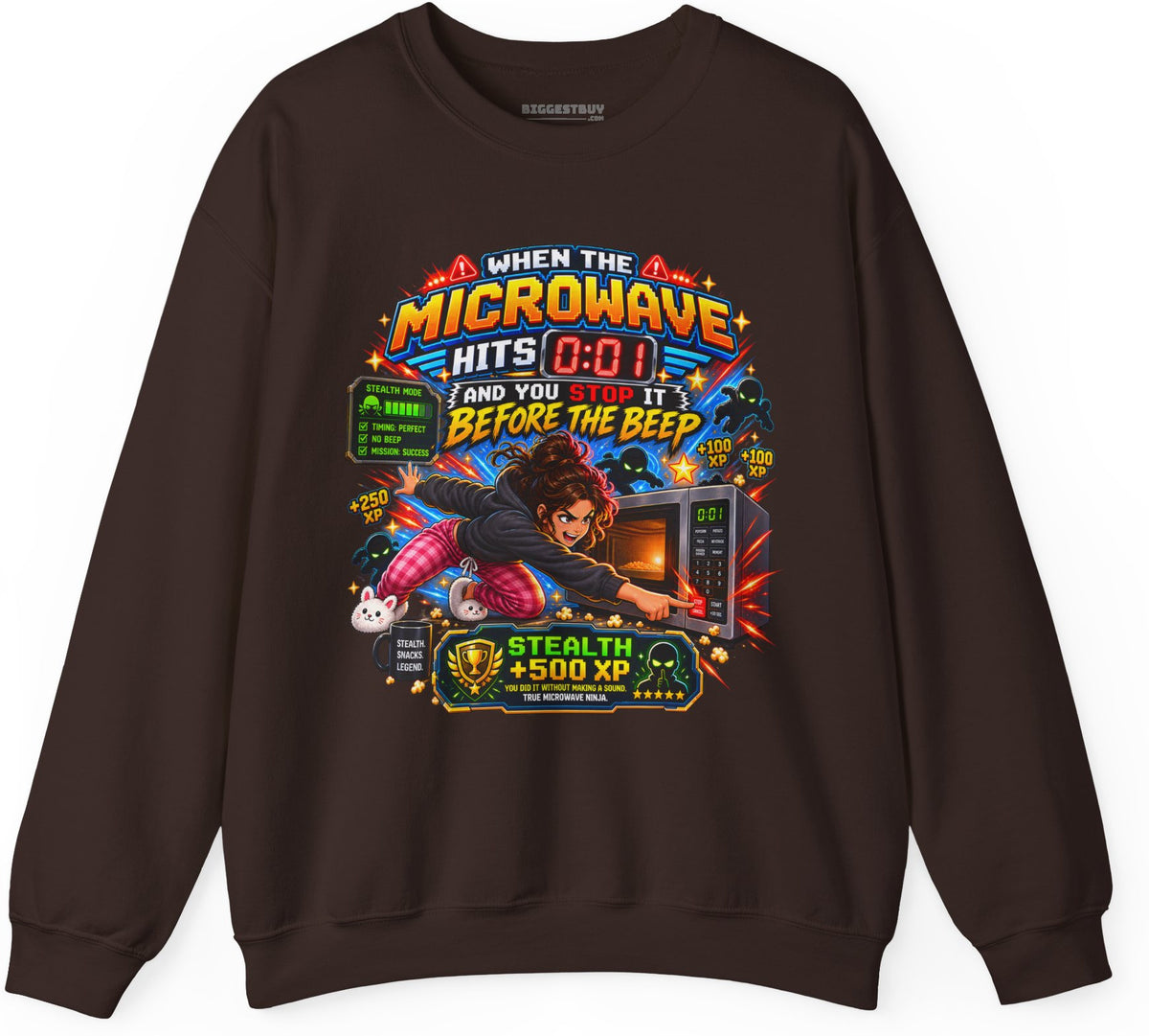 Beep Beatdown - Crewneck Sweatshirt in Dark Chocolate, front view