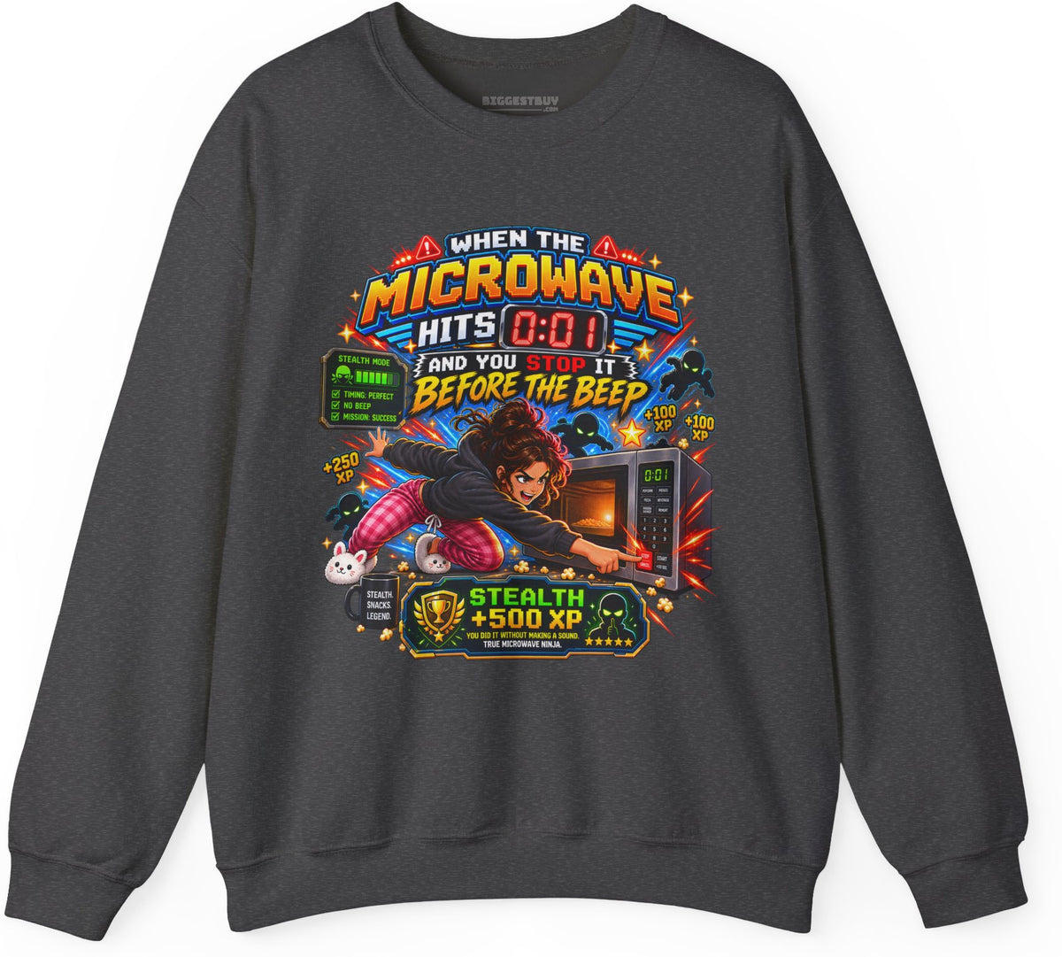 Beep Beatdown - Crewneck Sweatshirt in Dark Heather, front view