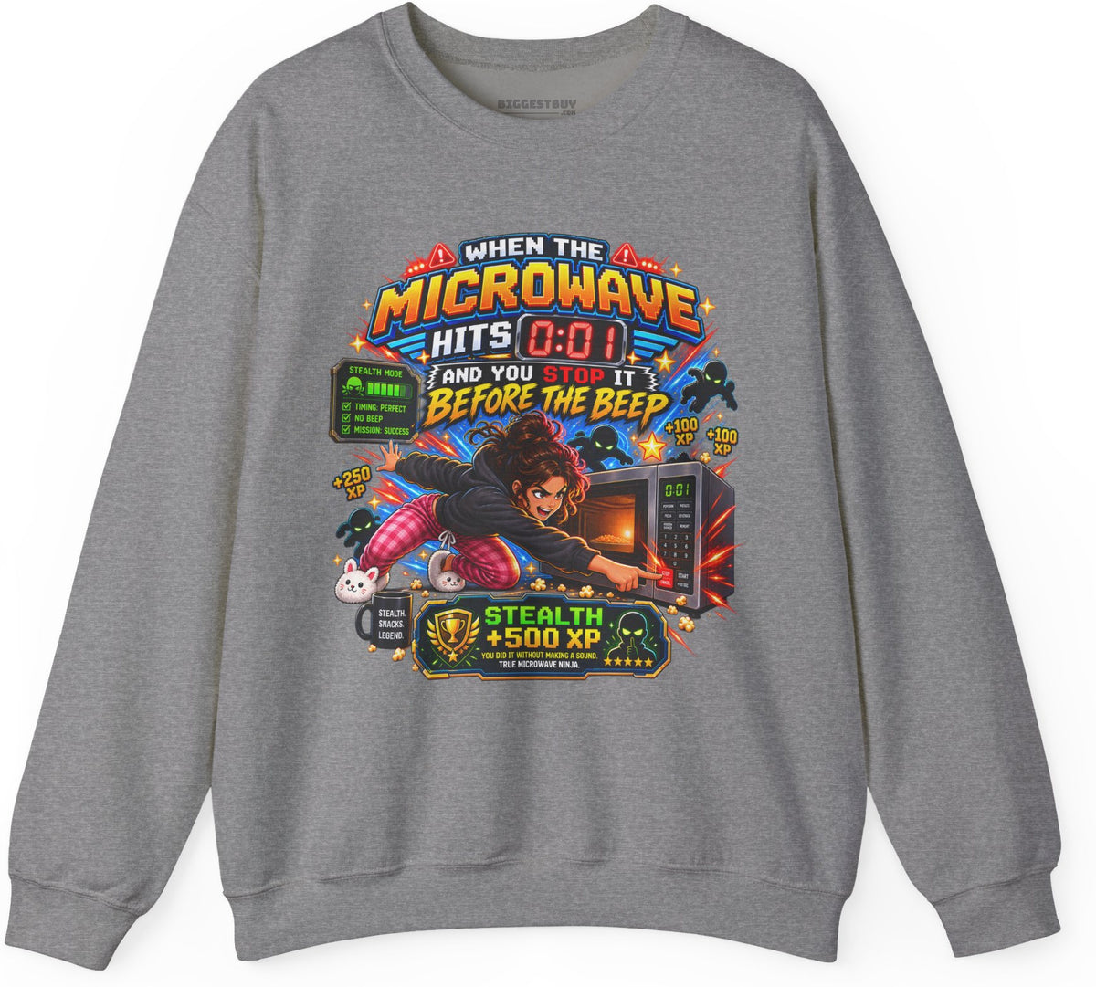 Beep Beatdown - Crewneck Sweatshirt in Graphite Heather, front view