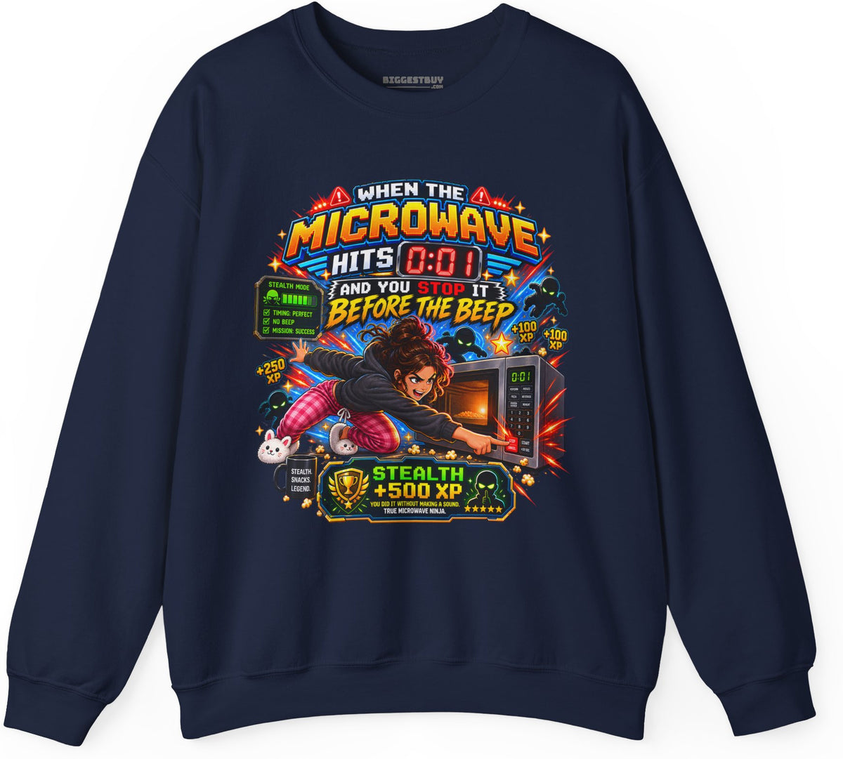 Beep Beatdown - Crewneck Sweatshirt in Navy, front view