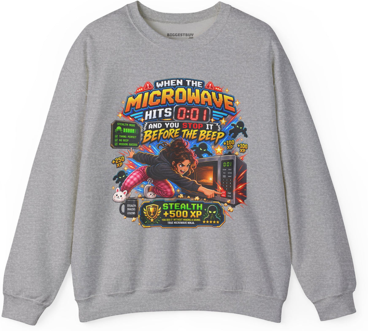 Beep Beatdown - Crewneck Sweatshirt in Sport Grey, front view