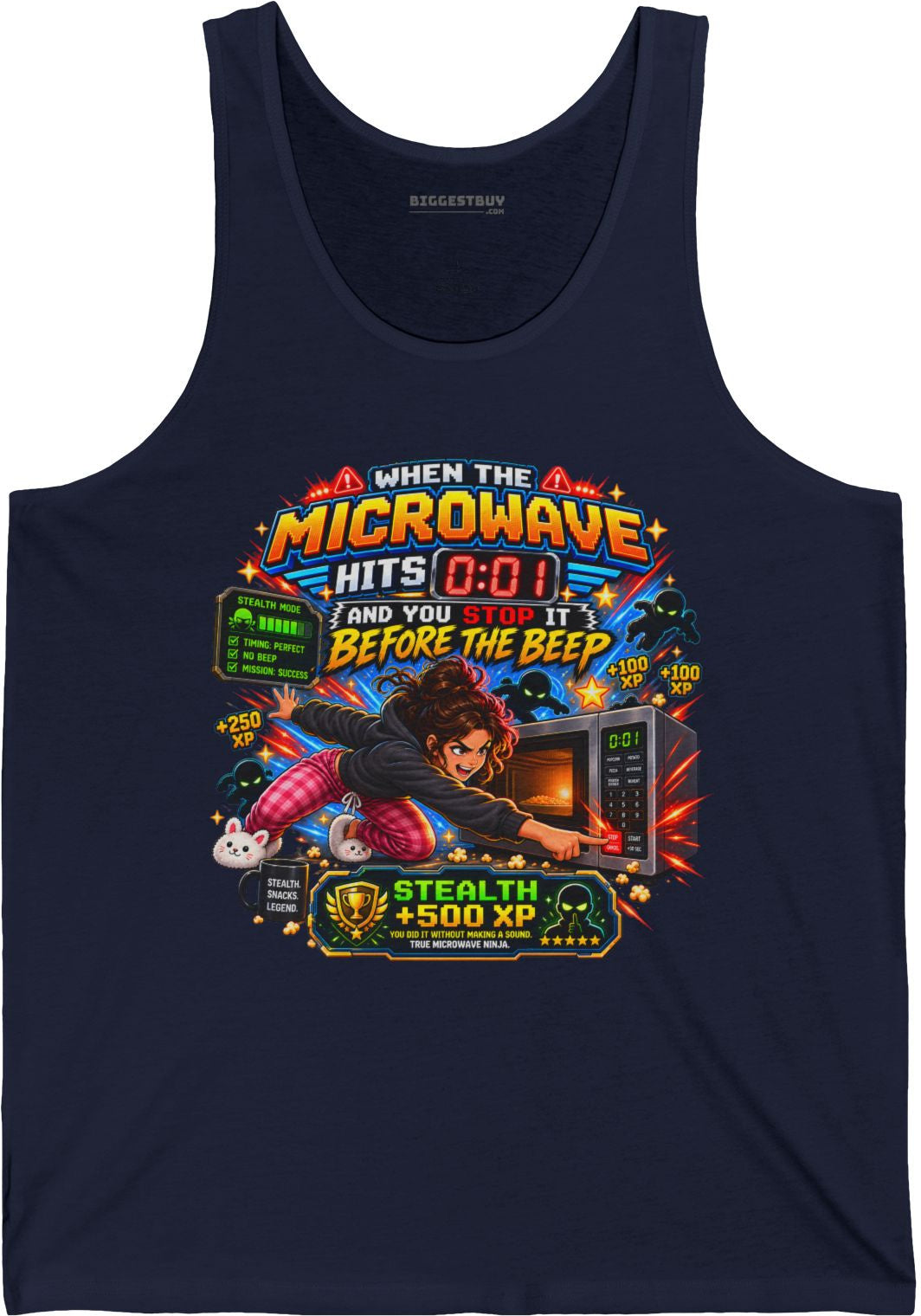 Beep Beatdown - Jersey Tank Top in Navy, front view