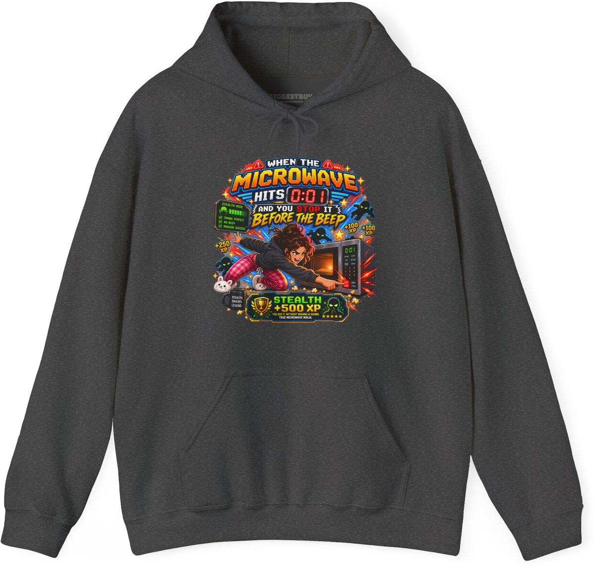 Beep Beatdown - Pullover Hoodie in Dark Heather, front view